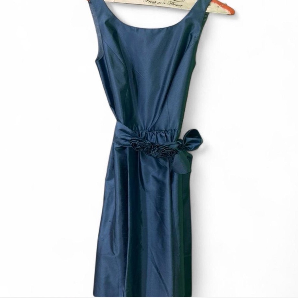 Anne Taylor Elegant Evening dress tea party rose belt periwinkle zip up size 0